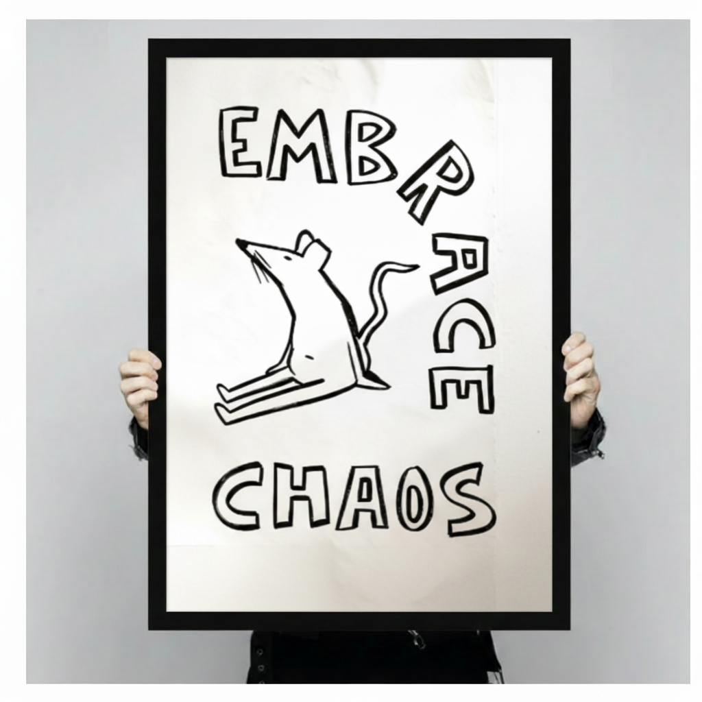 Embrace Chaos Rat Funny Quote Canvas Art Wall Art