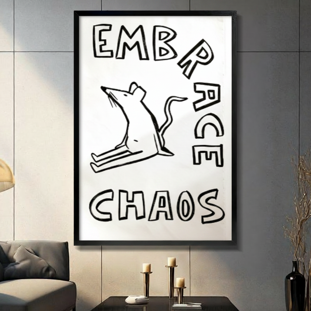 Embrace Chaos Rat Funny Quote Canvas Art Wall Art