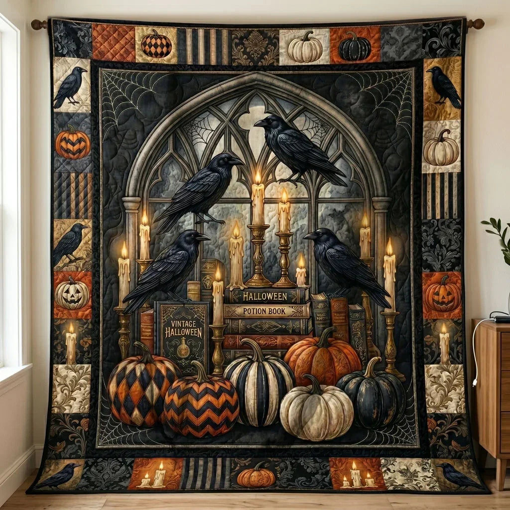Raven's Halloween Night Quilt Blanket