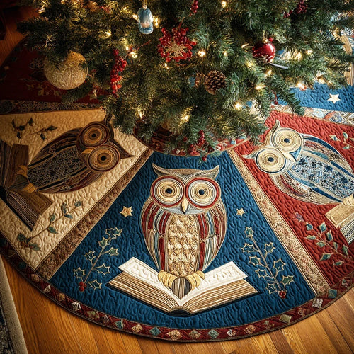 Reading Night Owl Christmas Quilted Tree Skirt
