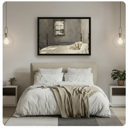 Sleeping Dog Rustic Bedroom Canvas Art Wall Art