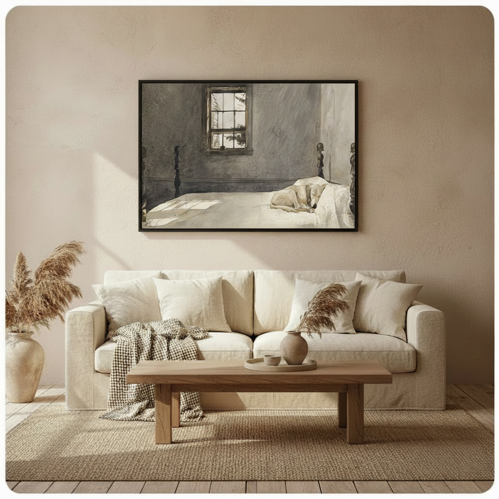 Sleeping Dog Rustic Bedroom Canvas Art Wall Art