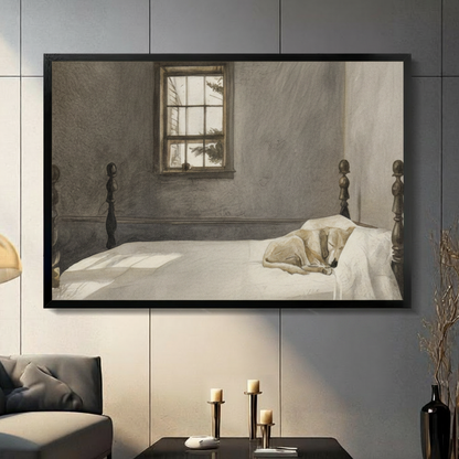 Sleeping Dog Rustic Bedroom Canvas Art Wall Art