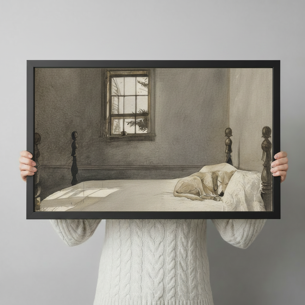 Sleeping Dog Rustic Bedroom Canvas Art Wall Art