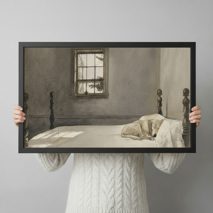 Sleeping Dog Rustic Bedroom Canvas Art Wall Art