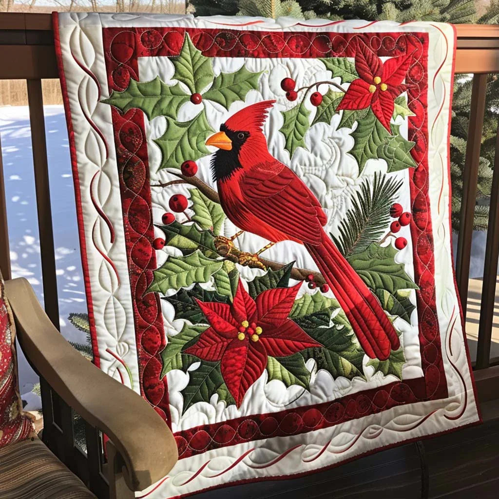 Red Cardinal Quilt Blanket - Quilted Blanket by Wild and Way