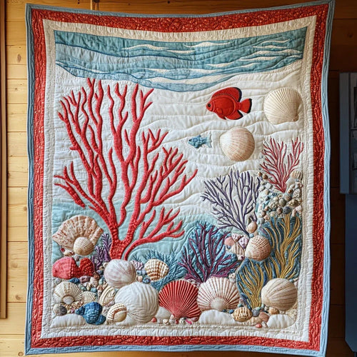 Red Coastal Quilt Blanket