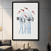 Japanese Red-Crown Crane Sketch Canvas Wall Art