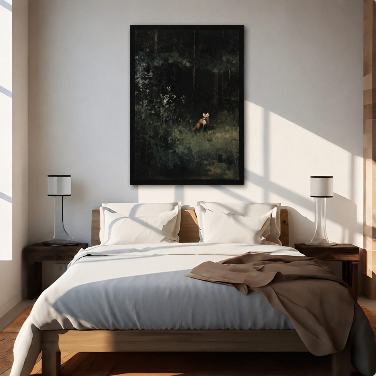 Dark Forest Fox Oil Painting Canvas Wall Art