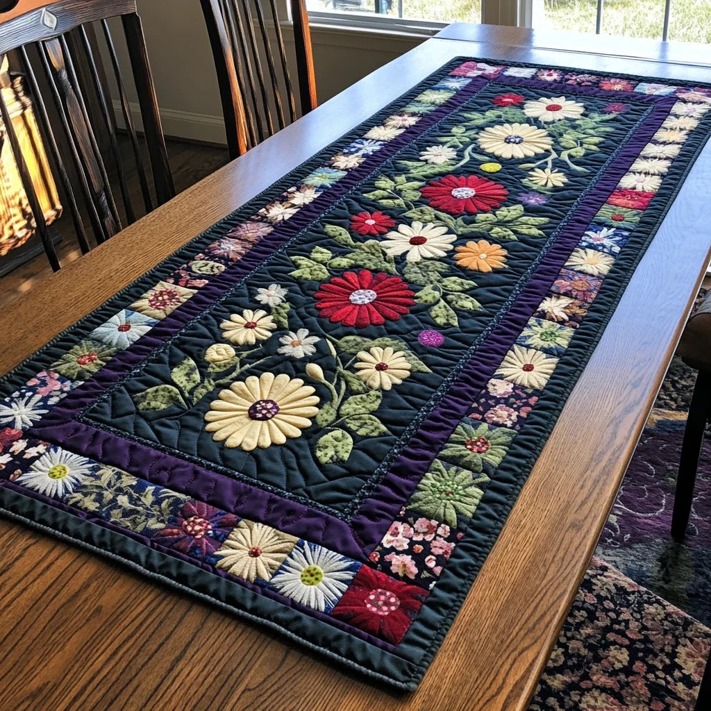 Red Garden Quilted Table Runner