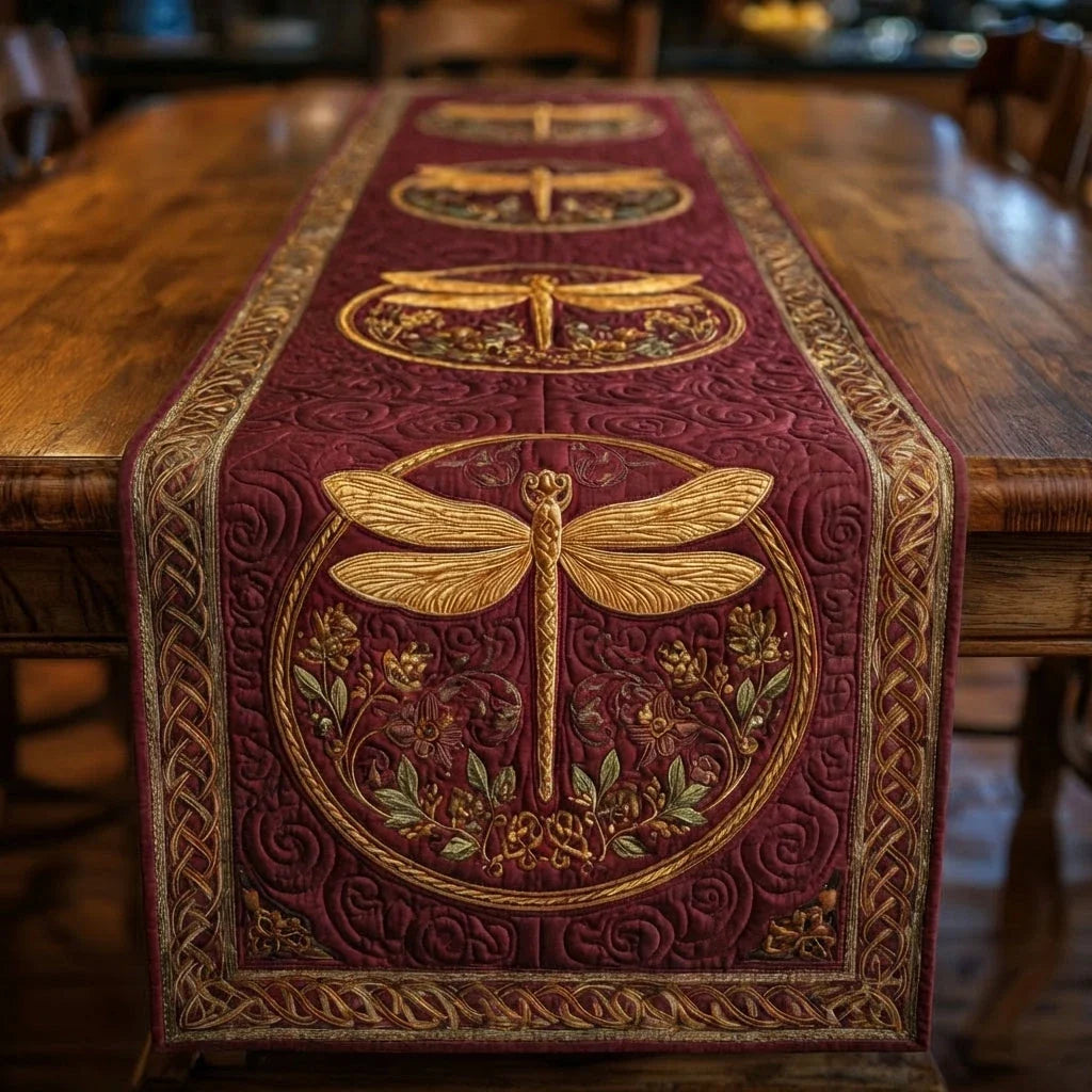 Red Golden Grove Quilted Table Runner