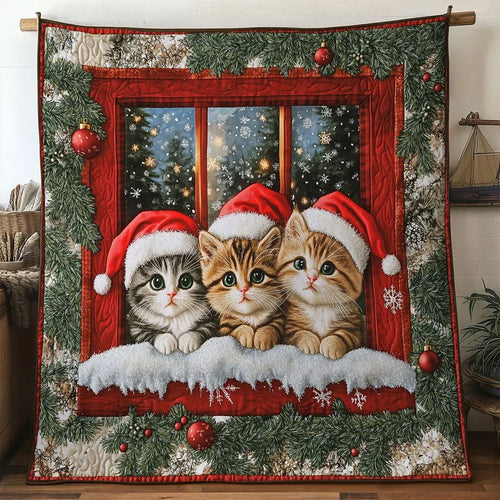 Red Plaid Cat Quilt Blanket
