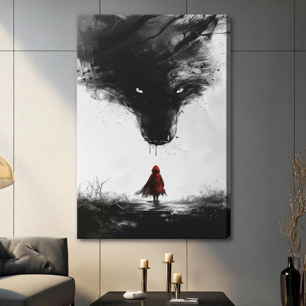 Red Riding Hood Wolf Dark Fantasy Canvas Art Wall Art
