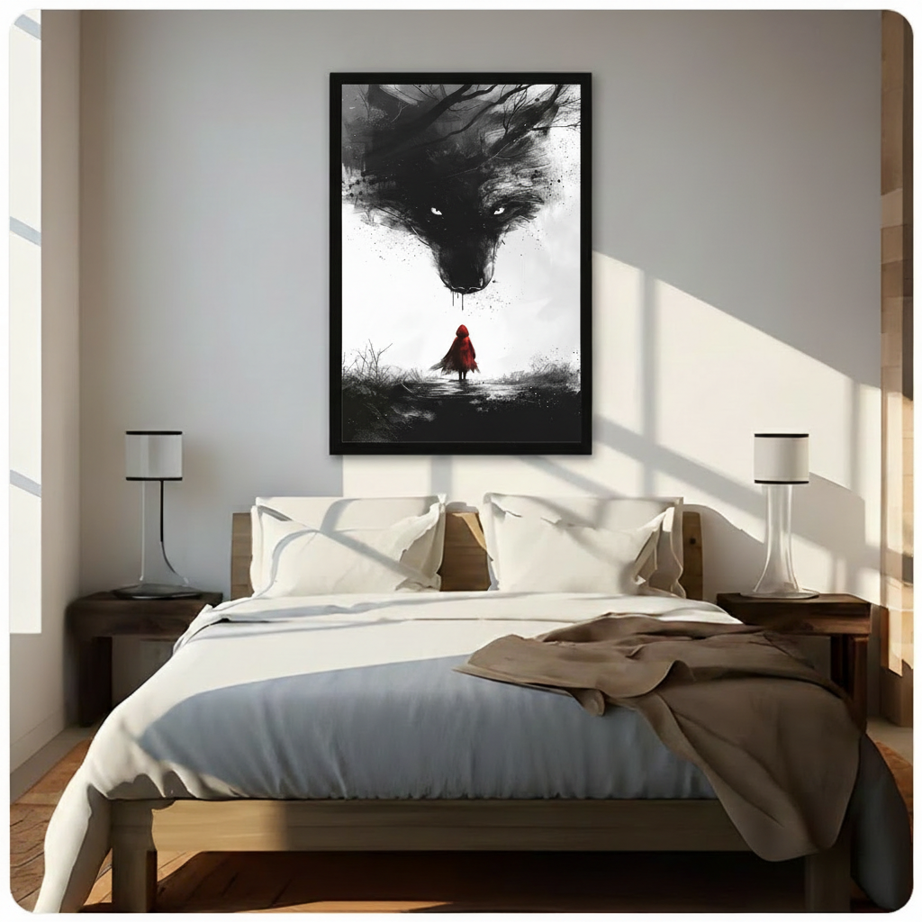 Red Riding Hood Wolf Dark Fantasy Canvas Art Wall Art