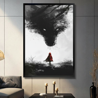 Red Riding Hood Wolf Dark Fantasy Canvas Art Wall Art