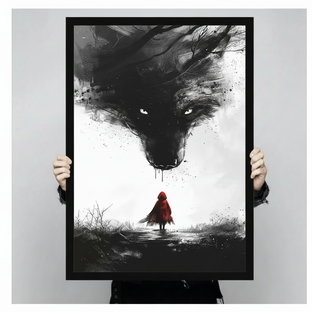 Red Riding Hood Wolf Dark Fantasy Canvas Art Wall Art