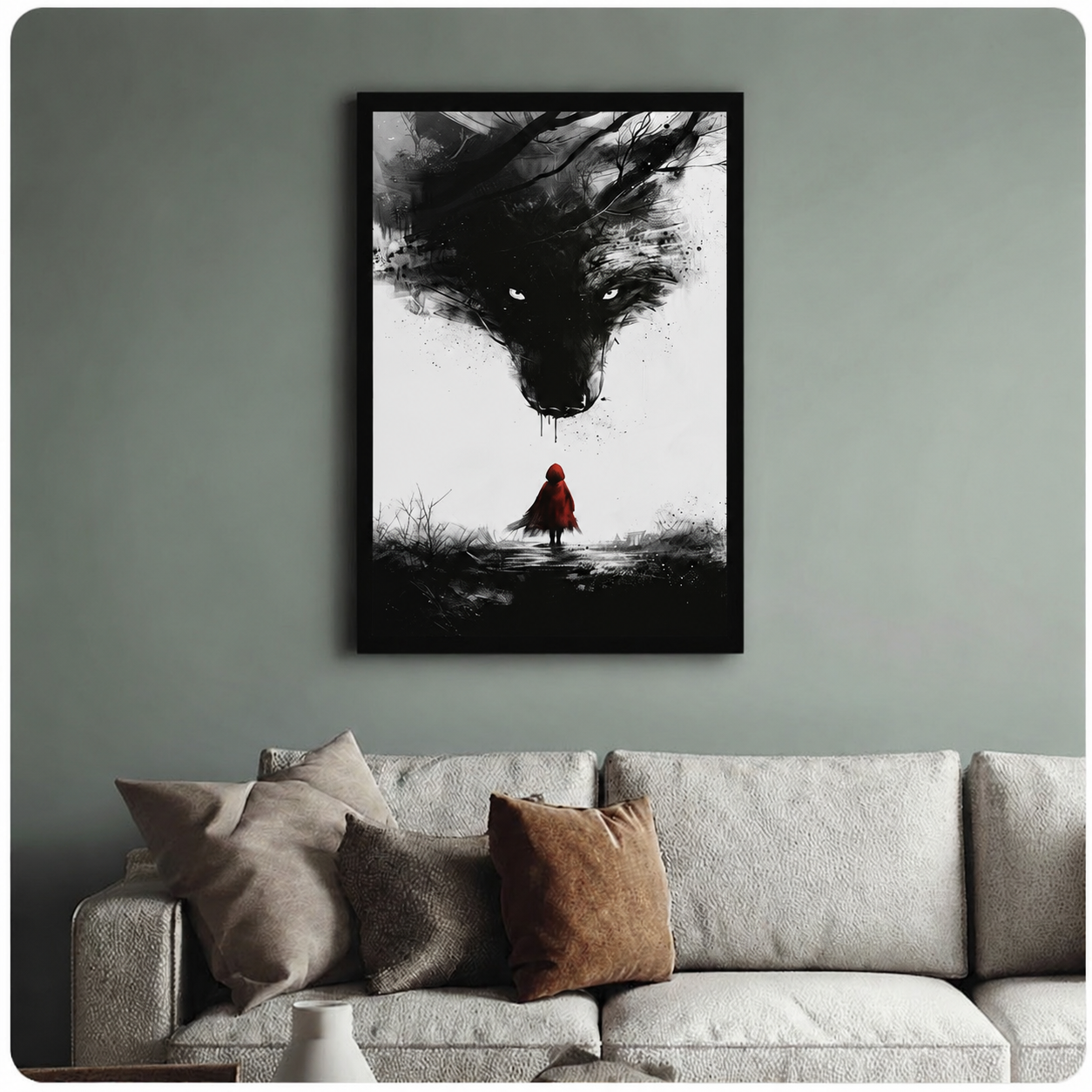 Red Riding Hood Wolf Dark Fantasy Canvas Art Wall Art