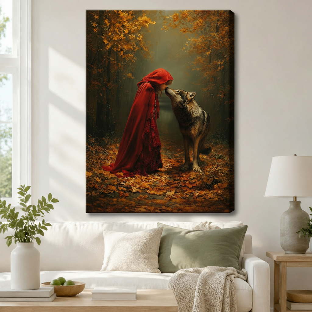 Dark Fairy Tale Red Riding Hood Wolf Canvas Art