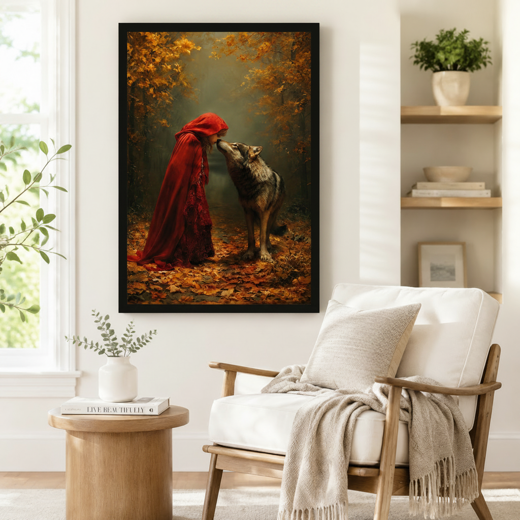 Dark Fairy Tale Red Riding Hood Wolf Canvas Art