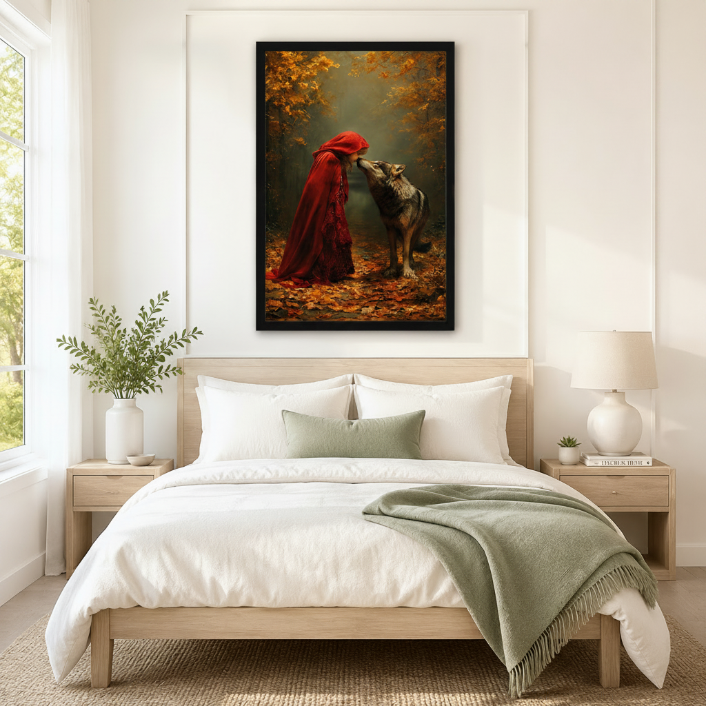 Dark Fairy Tale Red Riding Hood Wolf Canvas Art