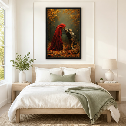 Dark Fairy Tale Red Riding Hood Wolf Canvas Art