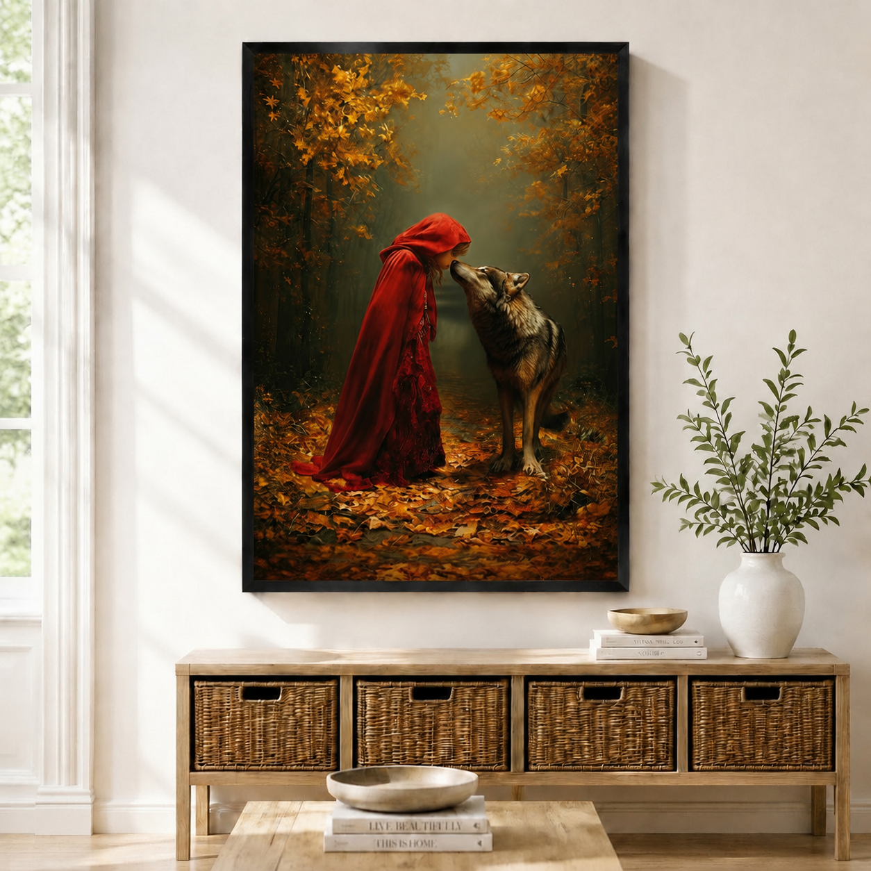 Dark Fairy Tale Red Riding Hood Wolf Canvas Art