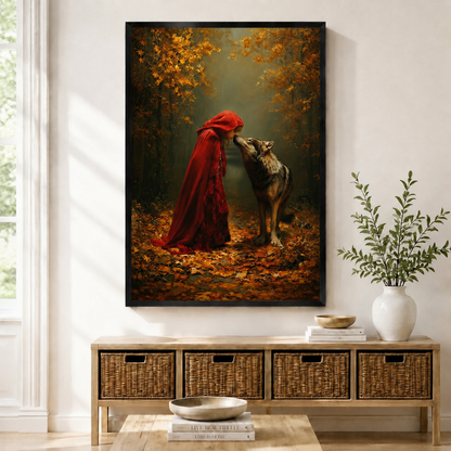 Dark Fairy Tale Red Riding Hood Wolf Canvas Art
