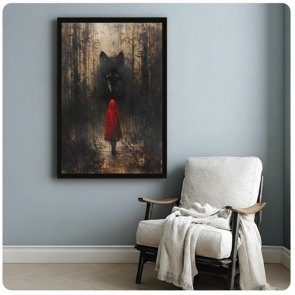 Dark Wolf Forest Gothic Canvas Art Wall Art