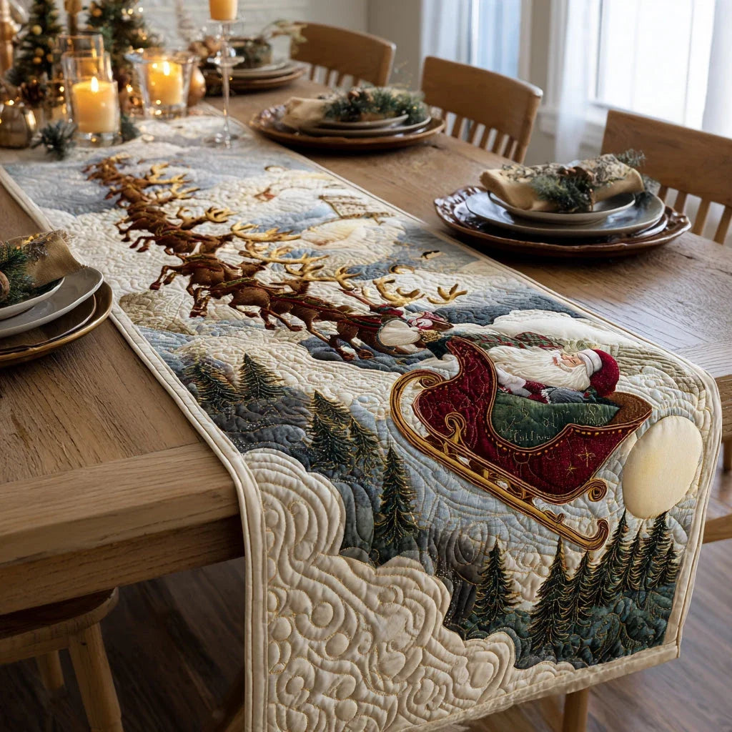Red Sleigh Quilted Table Runner