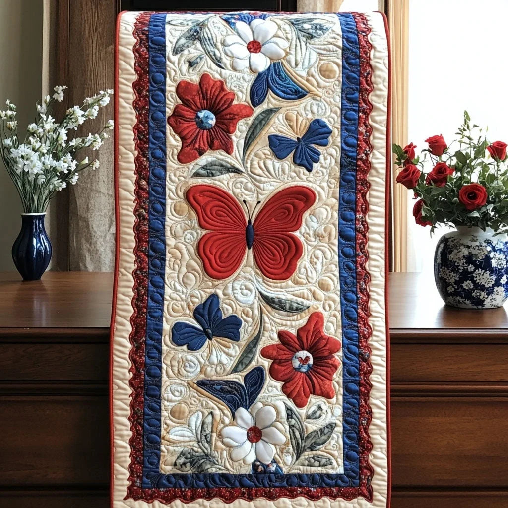 Red White and Beauty Quilted Table Runner
