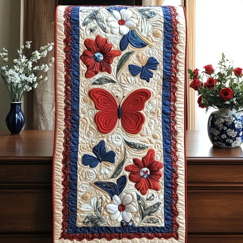 Red White and Beauty Quilted Table Runner