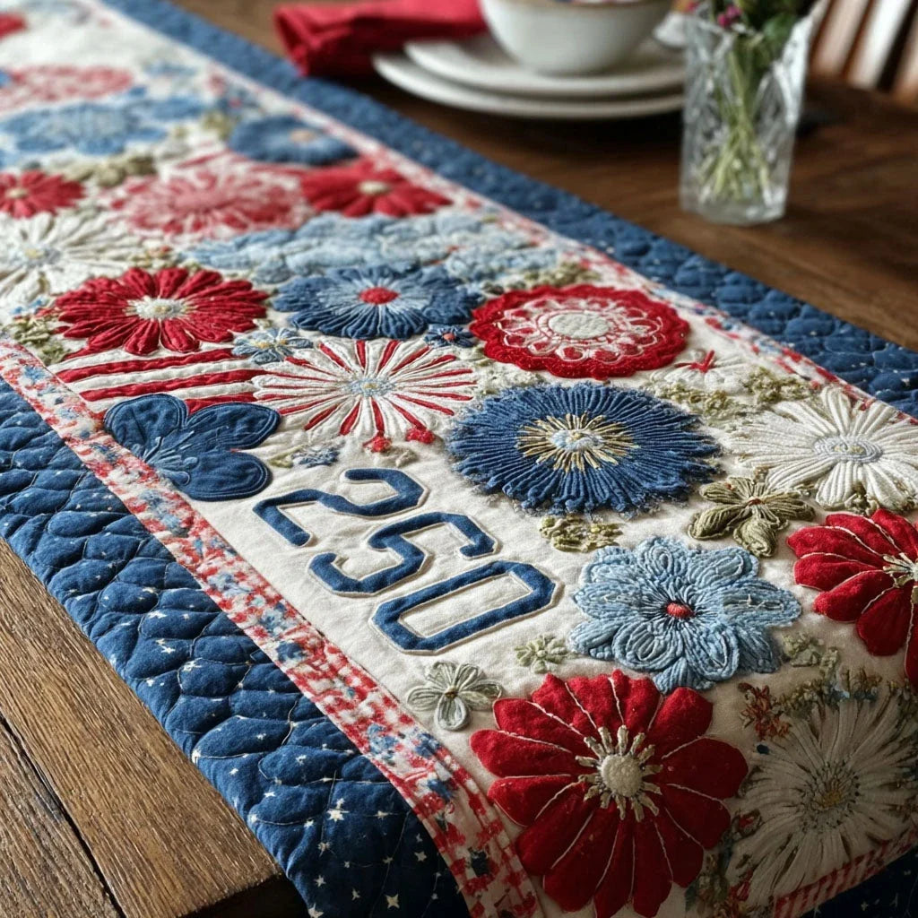 Red White and Boom Quilted Table Runner