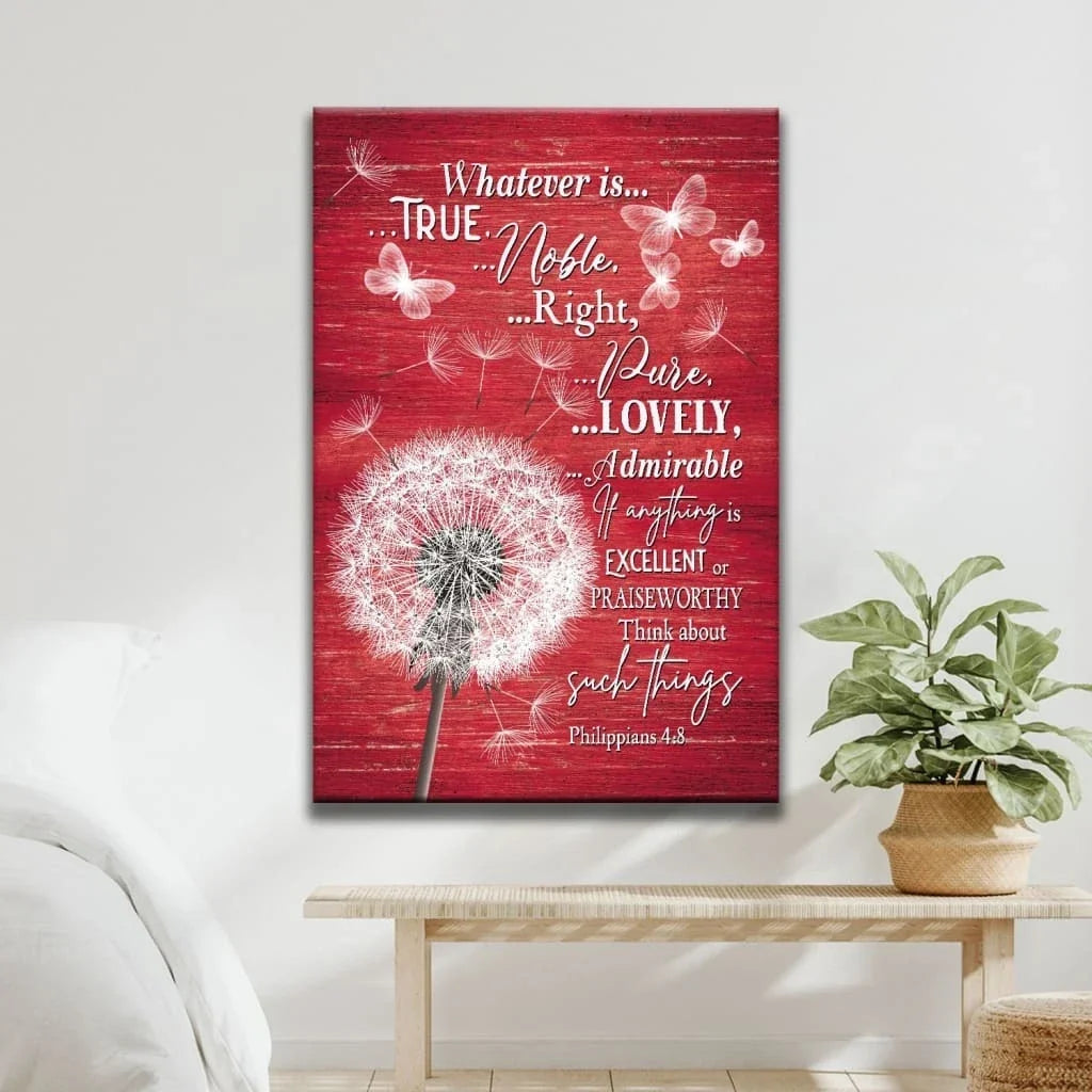 christian wall art whatever is true whatever is noble canvas dandelion (view 4)