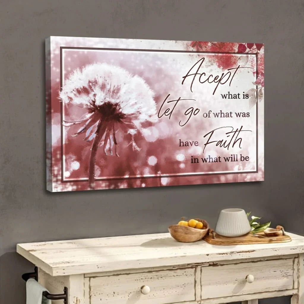 christian wall art accept what is let go of what was canvas (Landscape) (view 4)