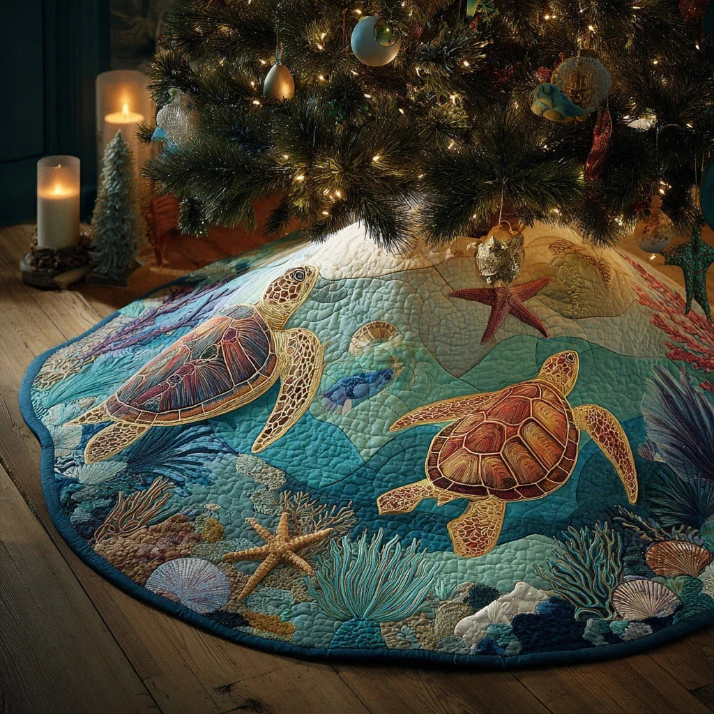 Reef Journey Christmas Quilted Tree Skirt