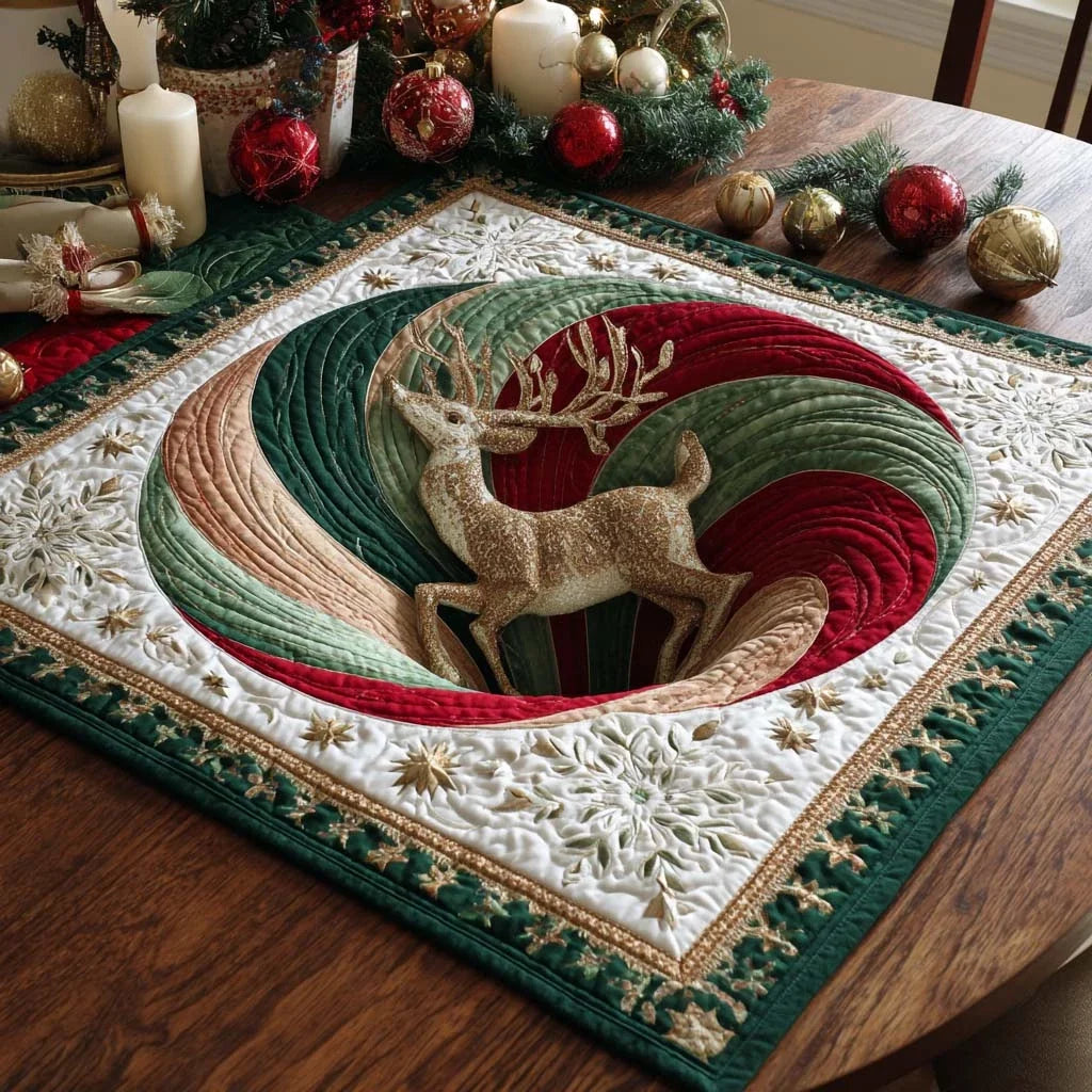 Reindeer Carousel Quilted Table Topper