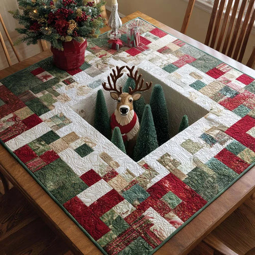 Reindeer Forest Quilted Table Topper