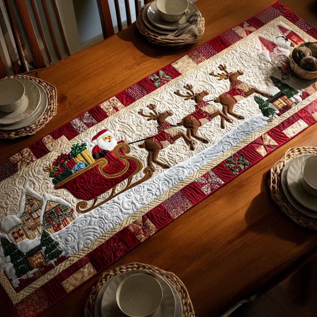 Reindeer Parade Quilted Table Runner
