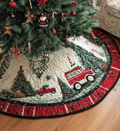 Reindeer Retreat Quilted Christmas Tree Skirt