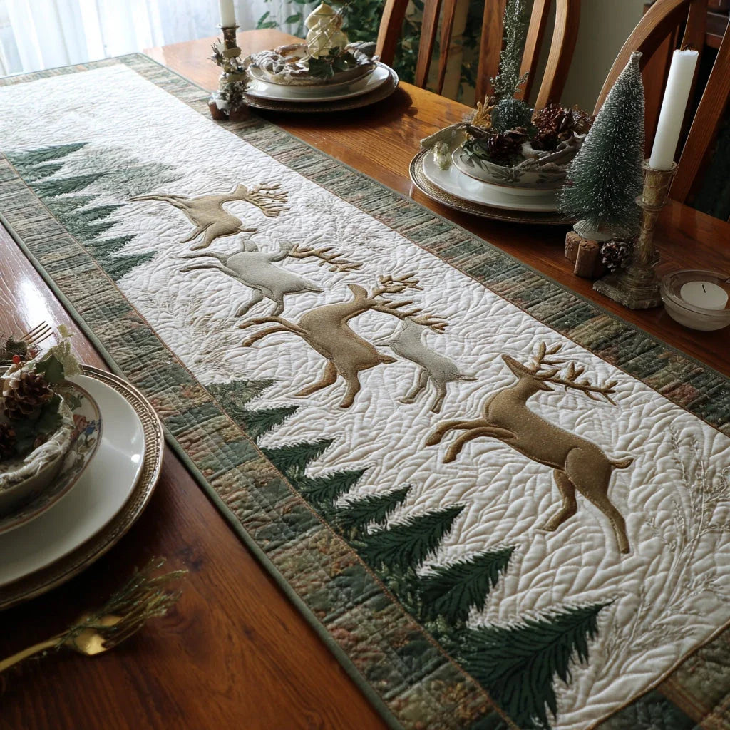 Reindeer Trail Quilted Table Runner
