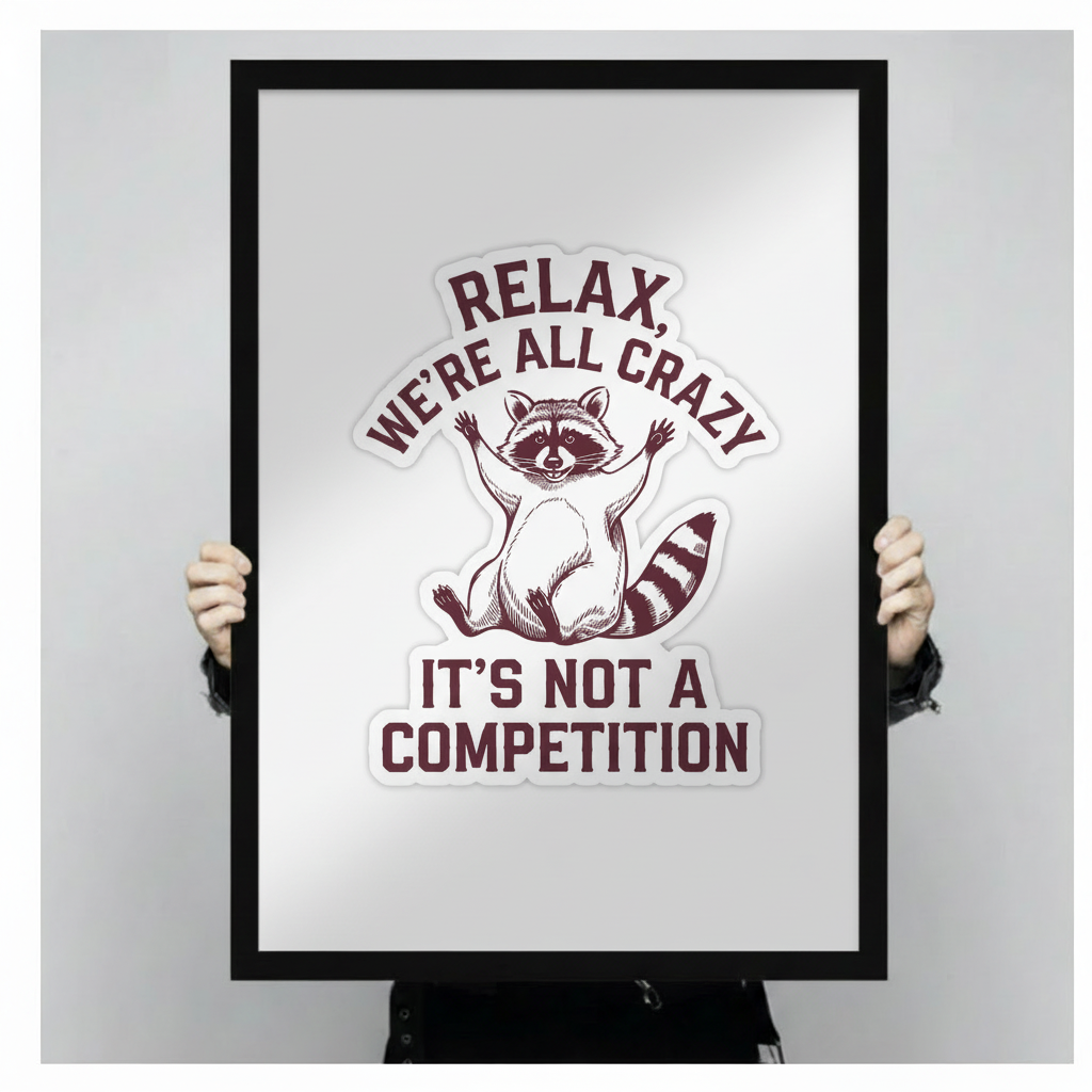 Relax We're All Crazy Funny Raccoon Canvas Art