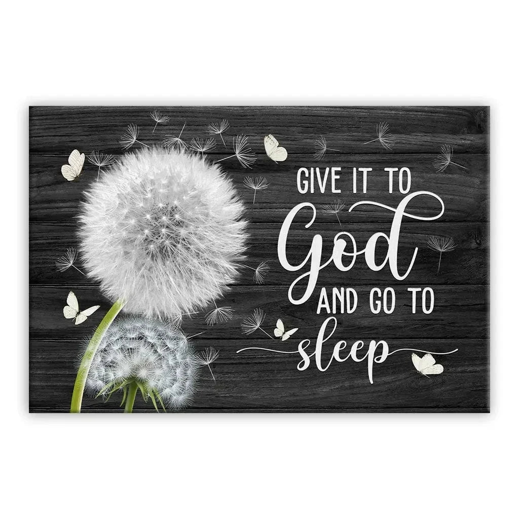 dandelion give it to god and go to sleep christian wall art canvas (Landscape) (view 11)
