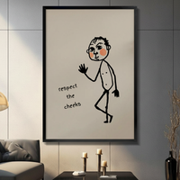 Respect the Cheeks Funny Line Art Canvas Wall Art