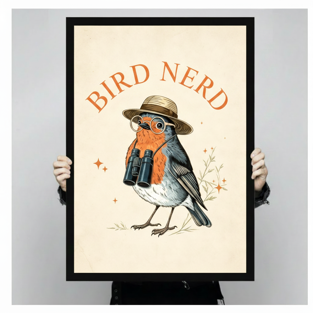 Bird Nerd Vintage Robin Birdwatcher Canvas Art