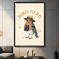 Bird Nerd Vintage Robin Birdwatcher Canvas Art