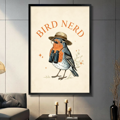 Bird Nerd Vintage Robin Birdwatcher Canvas Art