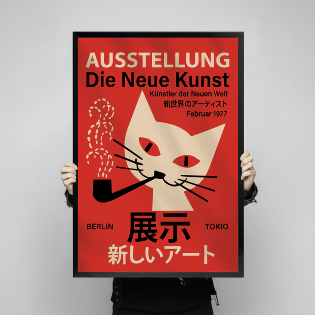 Retro Cat Poster Vintage Canvas Wall Art