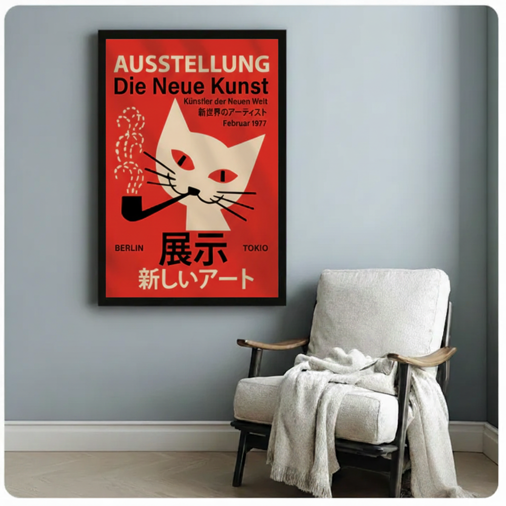 Retro Cat Poster Vintage Canvas Wall Art