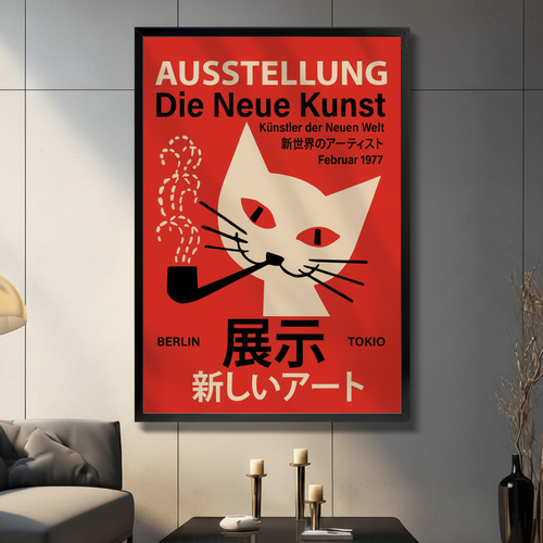 Retro Cat Poster Vintage Canvas Wall Art