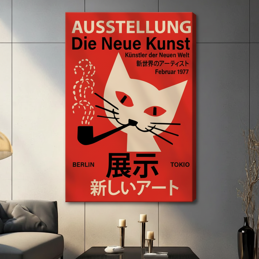 Retro Cat Poster Vintage Canvas Wall Art